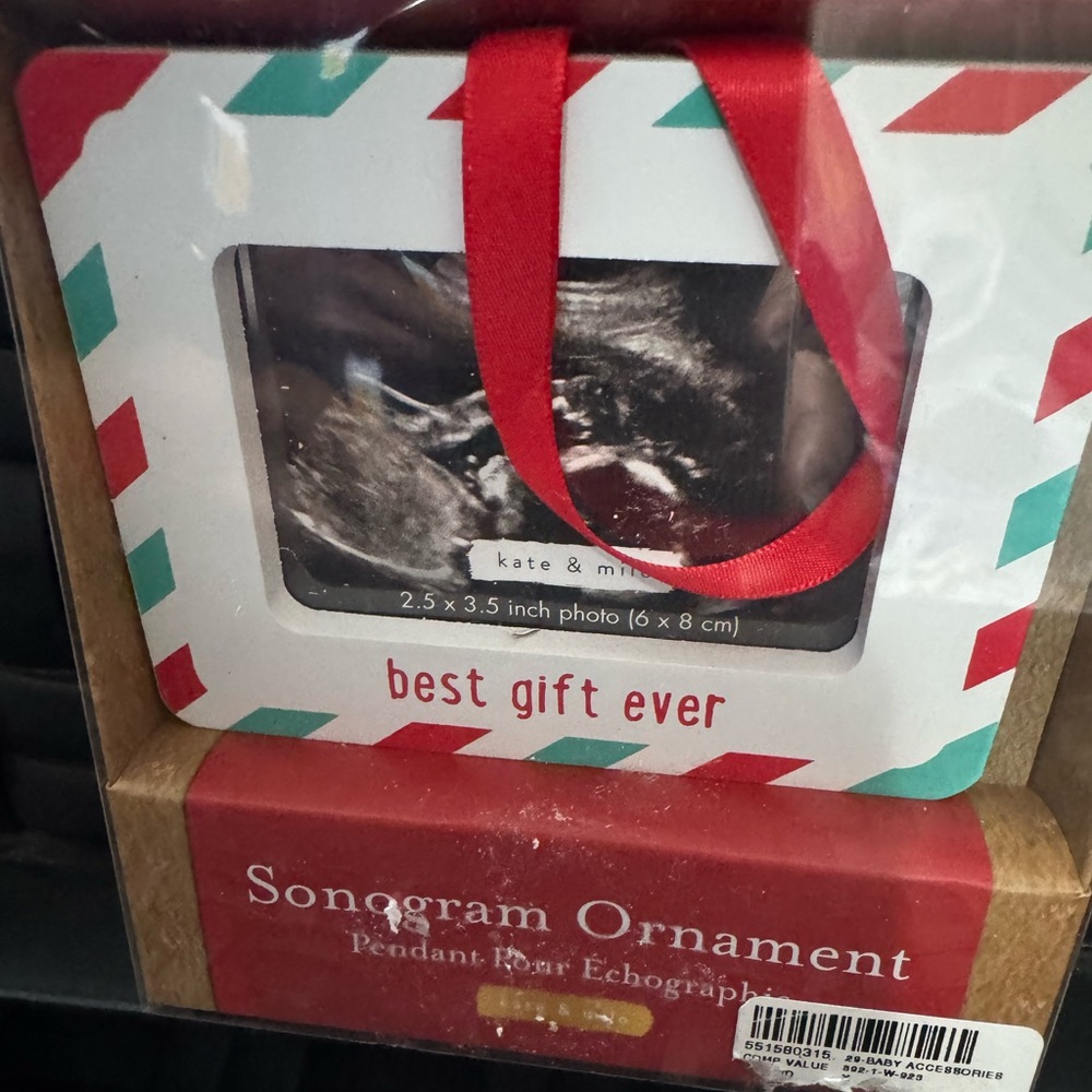Sonogram Best Gift Ever Christmas Ornament Red Green NIB Gift Funny Surprise